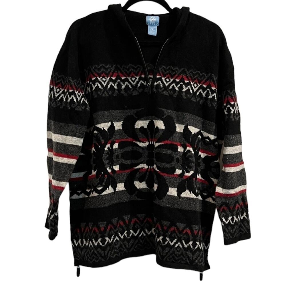 Frost Lamb Wool Hooded Zip Sweater Men's S Fair Isle Fisherman Grandpa Core